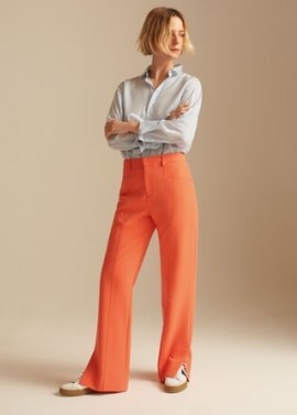 ME and EM Colour Pop Relaxed Straight Man Pant in Aranciata / women’s bright orange trousers / womens smart summer crease resistant pants - flipped
