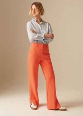 ME and EM Colour Pop Relaxed Straight Man Pant in Aranciata / women’s bright orange trousers / womens smart summer crease resistant pants