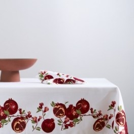 Canningvale Cucina Pomegranate Border Rectangular Tablecloth – kitchen style – dining room table – decorate your home - flipped