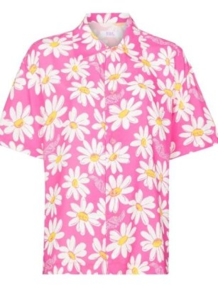 ERL floral-print unisex short-sleeve shirt / womens pink daisy print shirts / floral fashion