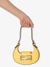 Fendi mini Cookie shoulder bag in lemon yellow – small luxe handbags – curved shaped bags