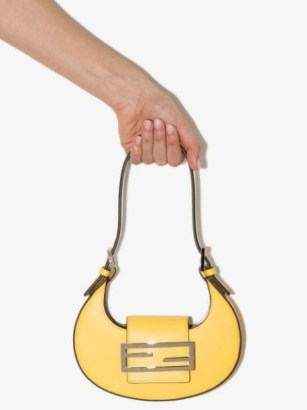 Fendi mini Cookie shoulder bag in lemon yellow – small luxe handbags – curved shaped bags