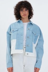ALIGNE FERUZA DENIM JACKET in Light Blue / White | women’s organic cotton jackets | casual colour block clothes