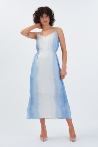 ALIGNE FRANCESCA SLIP DRESS WITH SELF TIE in Sky Dye | blue cami strap dresses - flipped