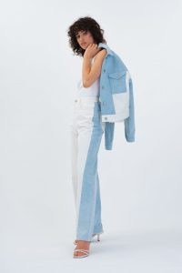 ALIGNE FREDA PATCHWORK HIGH WAIST JEAN | women’s light blue and white panel jeans | womens colour block denim clothes | casual organic cotton fashion