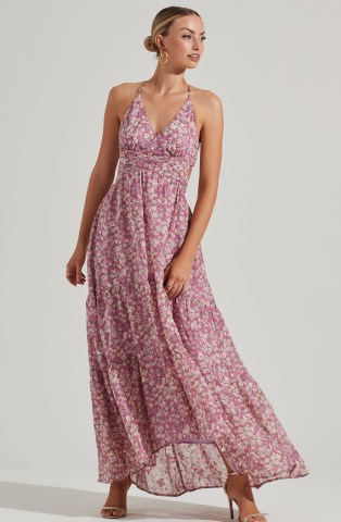ASTR THE LABEL FROLIC FLORAL CUTOUT MAXI DRESS PINK DITSY ~ floaty spaghetti strap cut out detail event dresses ~ summer occasion fashion ~ feminine garden party clothes - flipped