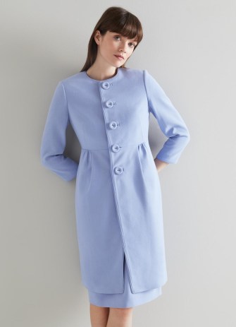L.K. BENNTT Georgia Lavender Crepe Frock Coat ~ chic occasion coats ~ summer wedding guest clothes - flipped