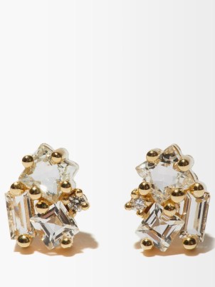 SUZANNE KALAN Carly topaz & 14kt gold earrings / small luxe cluster studs