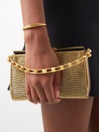 VALENTINO GARAVANI Carry Secrets beaded clutch bag / luxe gold evening event bags / occasion glamour / glamorous party accessory