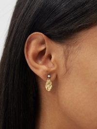 ĀZLEE Petit Nugget diamond & 18kt gold earrings / luxe drops / textured fine jewellery
