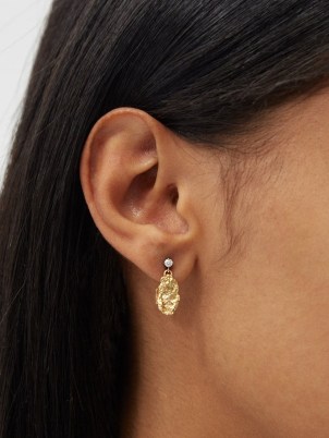 ĀZLEE Petit Nugget diamond & 18kt gold earrings / luxe drops / textured fine jewellery