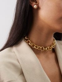 SAINT LAURENT Round-link lariat necklace ~ women’s chunky chain necklaces ~ chic statement fashion jewellery