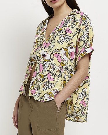 RIVER ISLAND GREEN FLORAL SQUIN SHIRT ~ women’s printed sequinned shirts
