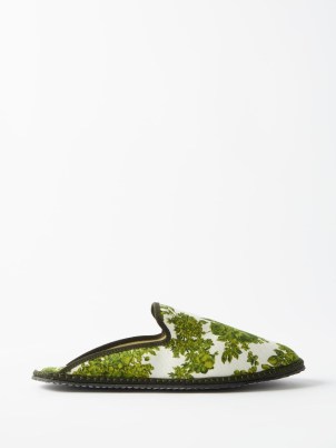 VIBI VENEZIA Foliage cotton slippers | women’s green floral flats