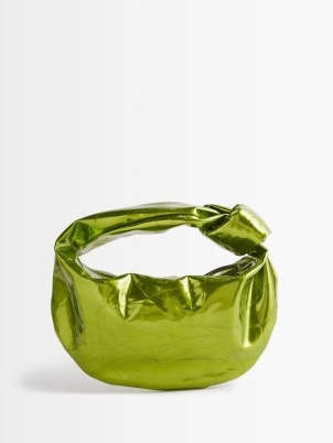 BOTTEGA VENETA Jodie mini metallic-leather bag ~ small green crushed patent leather bags ~ luxe mini handbags