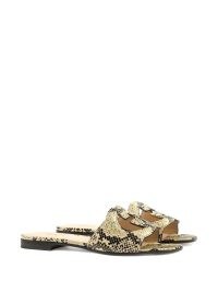 Gucci logo-cut out leather sandals / neutral snake print leather slip on sandal / FARFETCH