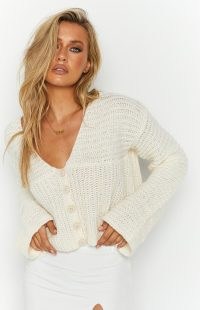 BEGINNING BOUTIQUE Ivana Cream Sweater | cropped rib knit sweaters | relaxed fit drop shoulder jumpers