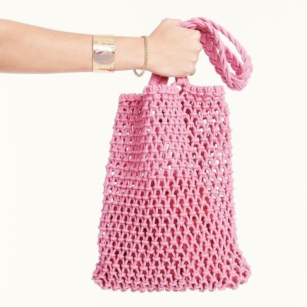 J.CREW Cadiz hand-knotted rope tote in Tea Rose ~ pink cotton cord summer bags