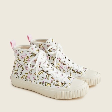 J.Crew classic high-top sneakers in whisp floral / flower print hi tops / women’s printed trainers - flipped