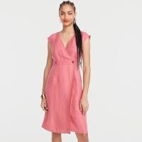 J.CREW Linen-cupro sheath dress Dark Flamingo ~ pink cap sleeve dresses