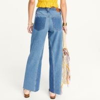 J.CREW New slim wide-leg jean in Medium Indigo Patchwork wash | women’s blue tonal jeans | two toned denim fashion