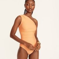 J.CREW Ruched one-shoulder one-piece Bright Cantaloupe / orange asymmetric swimsuit / elegant swimwear