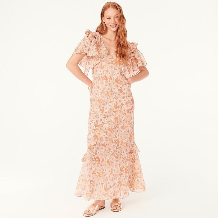 J.CREW Ruffle-sleeve dress in ramie / romantic floral flutter sleeve dresses / ruffled romance inspired fashion - flipped