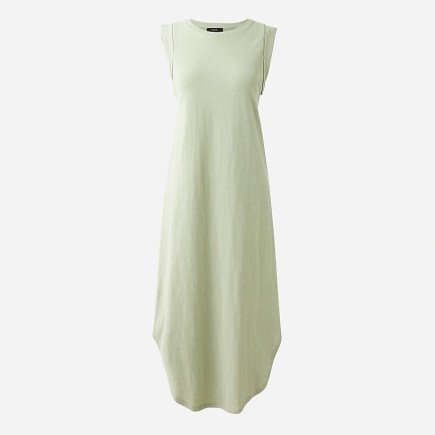 J.CREW Slub cotton midi tank dress – light green sleeveless curved hem cotton dresses – casual loose fit summer fashion - flipped