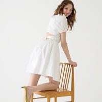 J.CREW Tie-back cotton-poplin mini dress – short puff sleeved cut out detail summer dresses