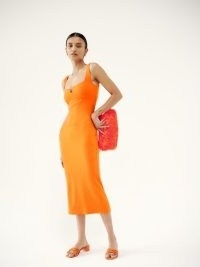 REFORMATION Lillee Knit Dress in Citrus / orange tank shoulder strap dresses