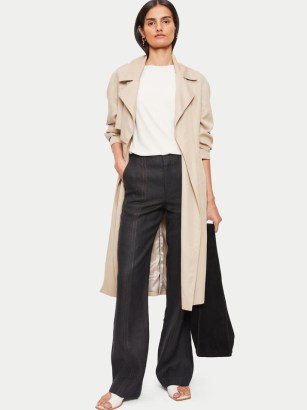 JIGSAW Linen Cross Dye Trouser / women’s chic casual black trousers - flipped