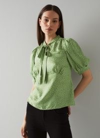 L.K. BENNETT Marceau Pistachio Silk Blouse ~ green luxe vintage style blouses