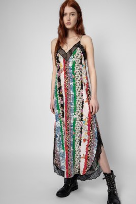 Zadig & Voltaire Mixed Print Ristyl Dress | lace edged cami strap dresses | multi prints