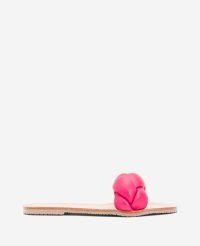 KENNETH COLE Nellie Leather Braided Sandal Neon Pink ~ women’s bright leather slip-on summer sandals ~ vibrant flats