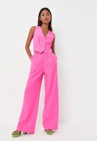 MISSGUIDED neon pink tailored wide leg trousers