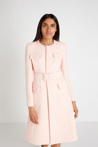 Jane Atelier NOBLE COAT PETAL PINK ~ women’s chic vintage inspired belted coats ~ elegant reto outerwear ~ fit and flare silhouette - flipped