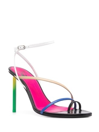 Off-White Allen strappy sandals ~ multicoloured barely there stiletto heels ~ ankle strap evening occasion shoes - flipped