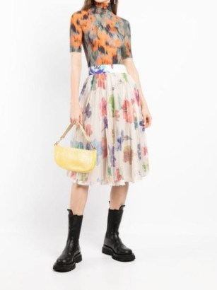 Off-White floral-print flared skirt – women’s multicoloured flower printed skirts – FARFETCH womens luxury fashion – feminine designer clothes - flipped