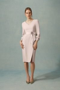 Jane Atelier OLGA CADY TUNIC DRESS ~ light pink long sleeve occasion dresses ~ elegant wedding guest clothes ~ womens classic summer event clothing