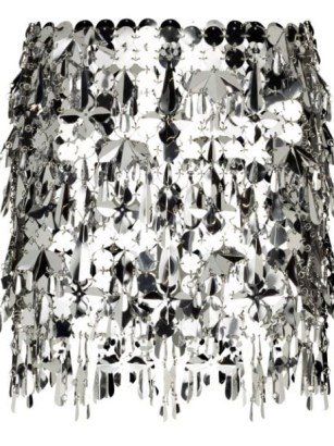 Paco Rabanne chainmail mini skirt | glamorous retro metallic silver skirts | vinatge style evening fashion - flipped