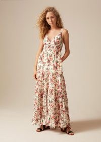 ME and EM Paisley Lace Detail Maxi Dress in Cream/Pink/Aqua/Emerald / floral V-neck summer dresses / feminine summer clothes