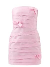 BERNADETTE Taffi strapless taffeta mini dress ~ pink bandeau party dresses ~ pretty bow applique evening occasion fashion ~ glamorous short length event clothes