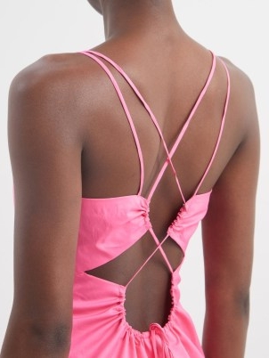 FRAME Tie-back cotton-blend mini dress ~ pink strappy open back dresses ~ MATCHESFASHION women’s clothes ~ womens cut out detail summer fashion