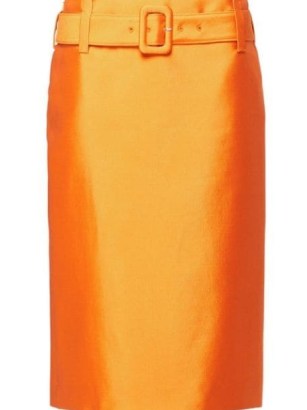 Prada orange belted pencil skirt / women’s designer skirts / bright vibrant clothes - flipped