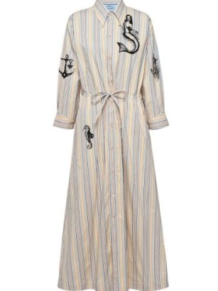 Prada graphic-print shirt dress / cotton sea inspired dresses / ocean themed fashion - flipped