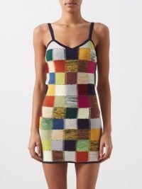 ACNE STUDIOS Deria patchwork wool-blend mini dress / knitted checked dresses
