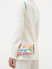 SAINT LAURENT Mini floral-print leather cross-body bag – small printed chain shoulder strap bags – pretty designer clutch