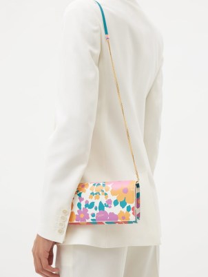 SAINT LAURENT Mini floral-print leather cross-body bag – small printed chain shoulder strap bags – pretty designer clutch