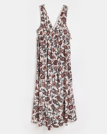 RIVER ISLAND RED FLORAL MAXI DRESS ~ sleeveless flower and paisley print dresses