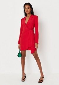 MISSGUIDED red tie side blazer dress – date night outfit – going out evening dresses